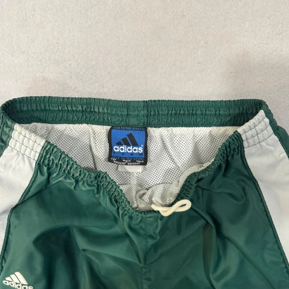 Adidas Track Pants Mens S Green Vintage Elastic Waist Tapered Leg Striped Trim